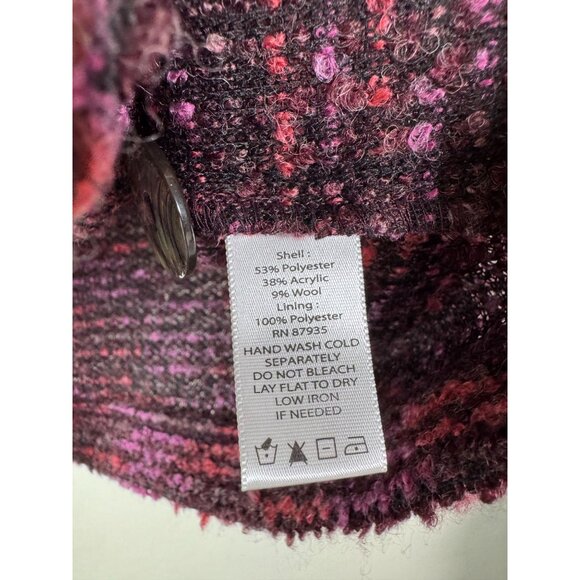 Susan Graver Womens Tweed Button Up Jacket size Medium Wool Blend Pink Purple - Picture 4 of 15